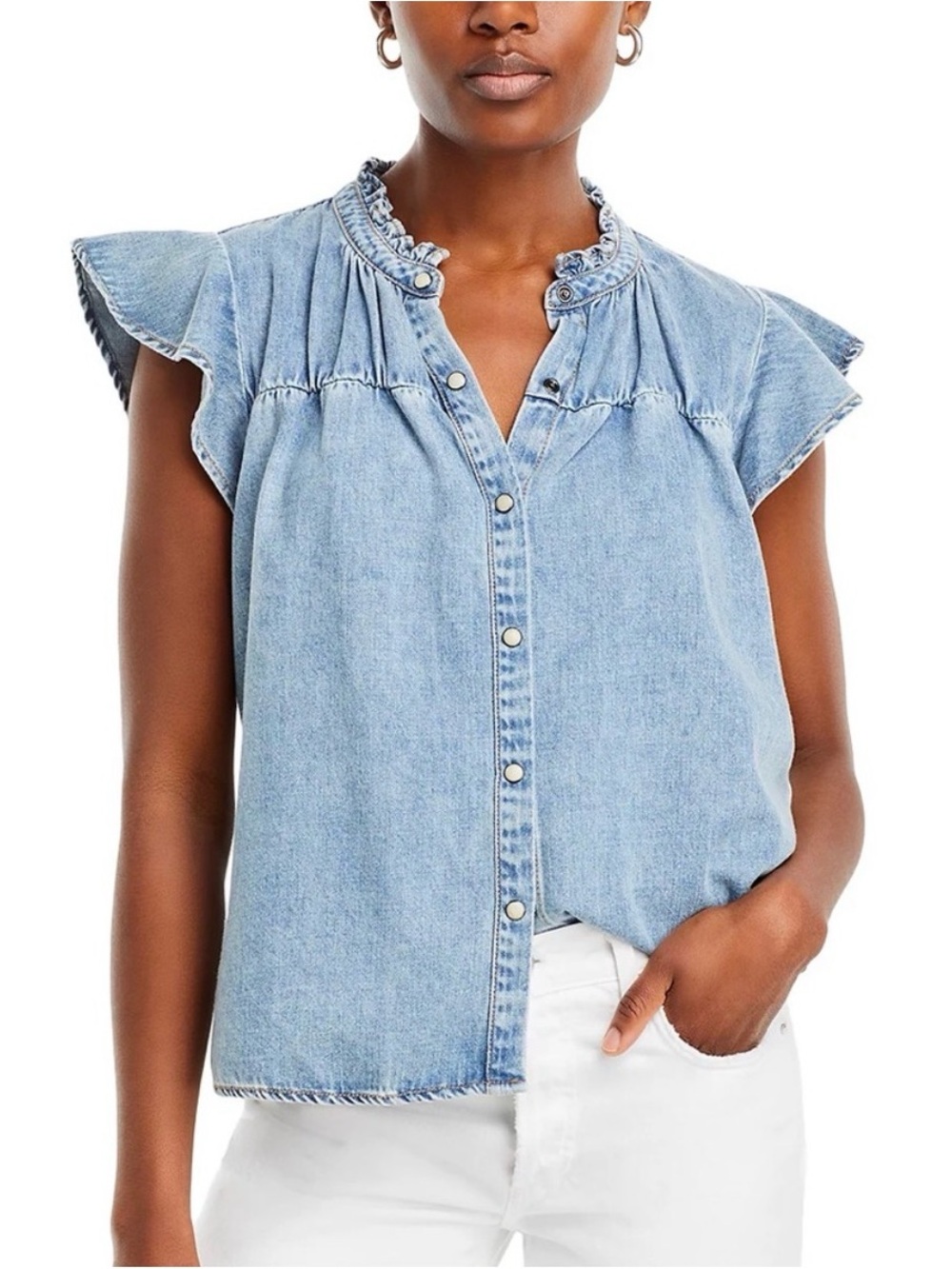NWT | RAILS | Ruthie Denim Ruffle Top | XS - Picture 6 of 8